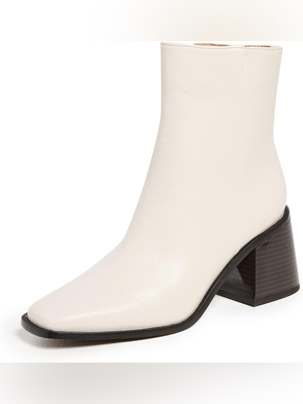 NWOB Sam Edelman Winnie Cream Leather Block Heel Ankle Boots Sz-8.5